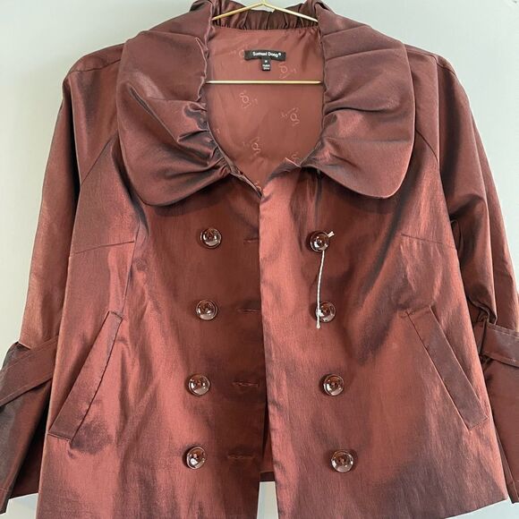 Samuel Dong Double Breasted Short Blazer || SZ M || Burgundy - Picture 6 of 14